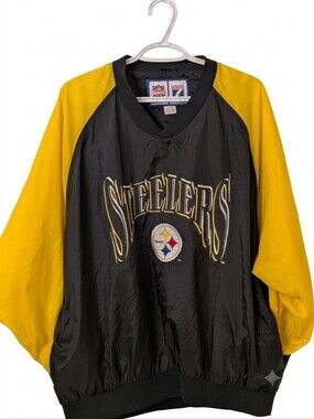 1990s Pittsburgh Steelers – Logo7 Vintage V-Neck Windbreaker Pullover